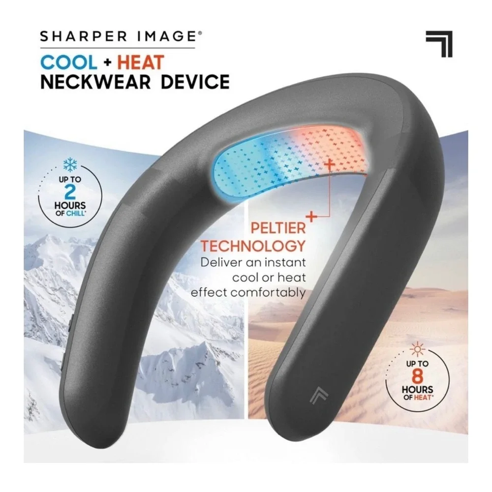 Sharper Image Cordless Cool & Heat Neckwear Device Black Rechargeable Portable‎